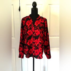 Calvin Klein Red Floral Blouse